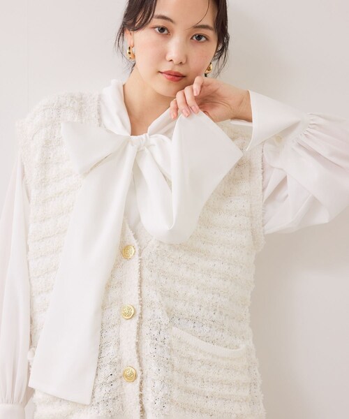 VIS(ビス)の「ツイードニットベスト/イージーケア(ベスト・レディース・キナリ系/ネイビー系・F)」の13枚目の写真