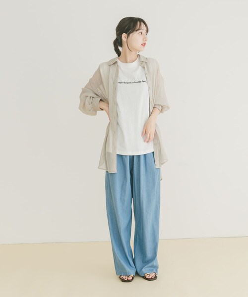 ITEMS URBANRESEARCH（アイテムズ アーバンリサーチ）の「ショルダータックロゴTシャツ（Tシャツ/カットソー・レディース・WHT/CHA/L.PNK・FREE）」の16枚目の写真