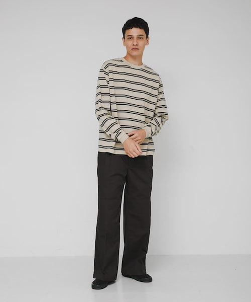 URBAN RESEARCH Sonny Label（アーバンリサーチサニーレーベル）の「ピグメントボーダーロングスリーブTシャツ（Tシャツ/カットソー・メンズ・ベージュ/ブラック・M/L）」の7枚目の写真