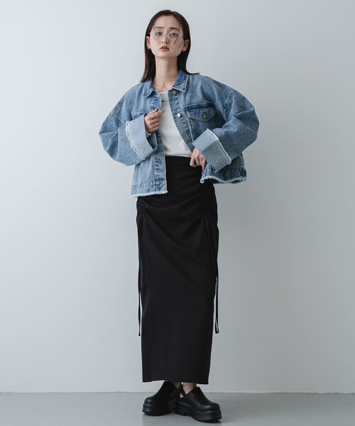 SENSE OF PLACE by URBAN RESEARCH(センスオブプレイスバイアーバンリサーチ)の「シャーリングスカート(スカート・レディース・IVO×BLK/BLACK/MTD×ORG・S/M)」の22枚目の写真