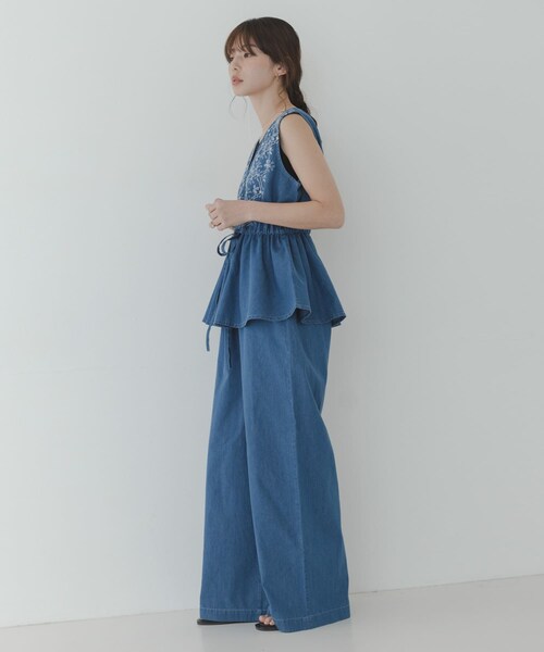 URBAN RESEARCH Sonny Label（アーバンリサーチサニーレーベル）の「クロス刺繍ペプラムサロペット（つなぎ/オールインワン・レディース・インディゴ/L.インディゴ・36/38）」の20枚目の写真
