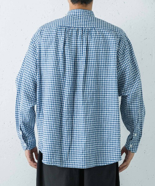 URBAN RESEARCH（アーバンリサーチ）の「PORTER CLASSIC　ROLL UP LINEN GINGHAM SHIRTS（シャツ/ブラウス・メンズ・BLACK/F.BLUE/RED・L/XL/XXL）」の14枚目の写真