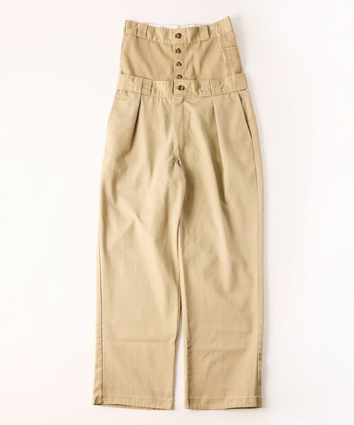 ADAM ET ROPE'（アダムエロペ）の「【QUIITO】REMAKE W WAIST CHINO PANTS（チノパンツ・レディース・ベージュ・1/2）」の3枚目の写真