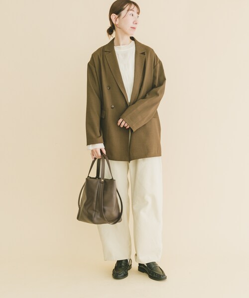 ITEMS URBANRESEARCH（アイテムズ アーバンリサーチ）の「リネンライクジャケット（テーラードジャケット・レディース・BRN/L.BEG/BLK・Free）」の14枚目の写真