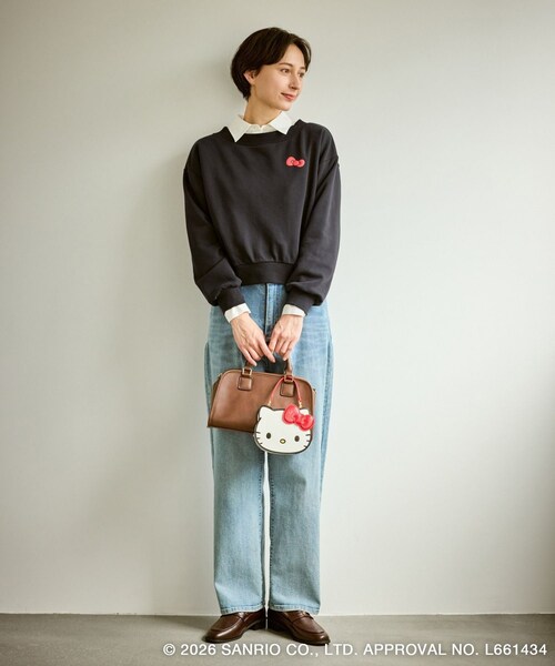 ROPE' PICNIC（ロペピクニック）の「【ROPE' PICNIC×ハローキティ】ボートネック裏毛プルオーバー（スウェット・レディース・チャコール/キナリ/ピンク系・F）」の17枚目の写真