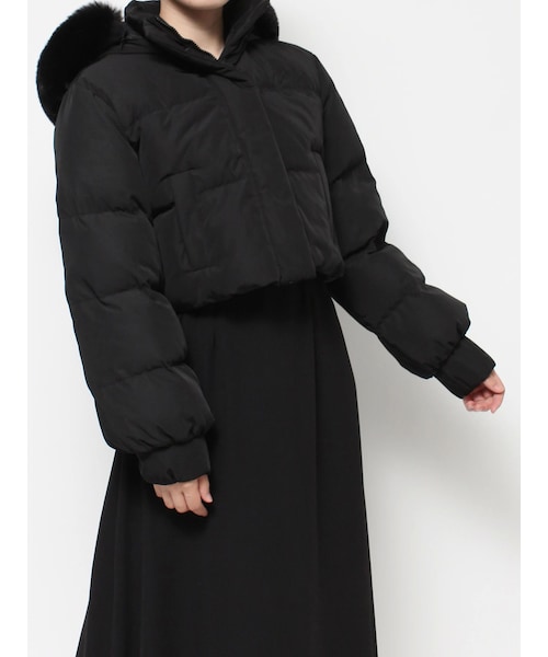 EATME（イートミー）の「フードダウンブルゾン（ダウンジャケット/コート・レディース・オフホワイト/ブラック・F）」の5枚目の写真