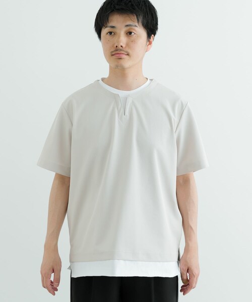 ITEMS URBANRESEARCH(アイテムズ アーバンリサーチ)の「『イージーケア/吸水速乾』高機能ワッフル フェイクレイヤーキーネックTシャツ(Tシャツ/カットソー・メンズ・CHA/BEG/KHK/BLU・M/L)」の19枚目の写真