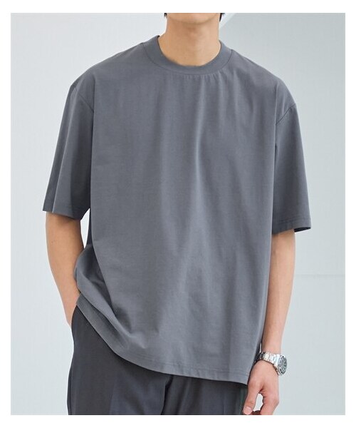 nissen（ニッセン）の「オーバーサイズきれいめ衿高半袖Tシャツ　ジャケットの下に着るTシャツ【大きいサイズ有】（Tシャツ/カットソー・メンズ・オフホワイト/黒/グレー・M/L/LL/3L/4L/5L/6L/8L/10L）」の22枚目の写真