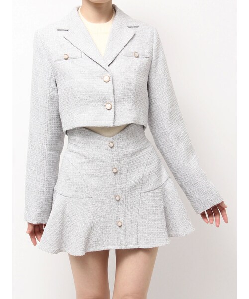 EATME（イートミー）の「【SETUP】ツイード テーラードジャケット（テーラードジャケット・レディース・アイボリー/グレー/ブラック/オレンジ・F）」の3枚目の写真