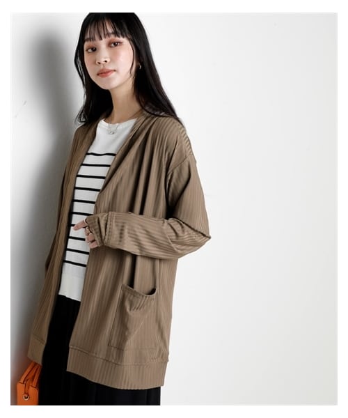 nissen（ニッセン）の「【持続冷感・UVカット】指穴付トッパーカーディガン（カーディガン/ボレロ・レディース・黒/ライトグレー/スモーキーブルー/モカ・S/M/L/LL/3L/4L/5L/6L）」の6枚目の写真