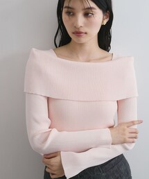 VIS | 【WEB限定】オフショルダー風リブニットプルオーバー/アンチピリング・UVケア(ニット/セーター)