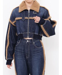 EVRIS（エヴリス）の「デニムボアブルゾン【セットアップ着用
