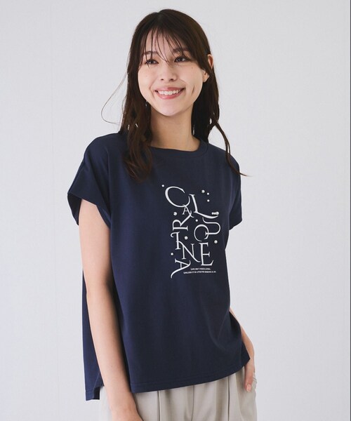 Jayro（ジャイロ）の「パール付きプリントロゴTシャツ（Tシャツ/カットソー・レディース・ブラック/ホワイト系/ネイビー/ラベンダー・M）」の3枚目の写真