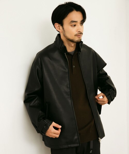 URBAN RESEARCH DOORS(アーバンリサーチドアーズ)の「FL ハリントンジャケット(ライダースジャケット・メンズ・BLACK・M/L)」の2枚目の写真