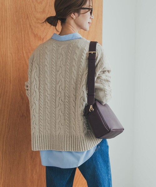 URBAN RESEARCH DOORS（アーバンリサーチドアーズ）の「ハミルトンウールアラン柄プルオ-バー（ニット/セーター・レディース・L/BEG/PURPLE/NAVY・M）」の8枚目の写真