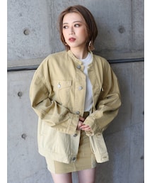 MURUA | オーバールーズノーカラージャケット【セットアップ着用可能】(デニムジャケット)