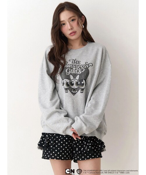 CALNAMUR（カルナムール）の「【パワーパフ ガールズ】big裏⽑プルオーバー（スウェット・レディース・ブラック/ベビーピンク・F）」の7枚目の写真