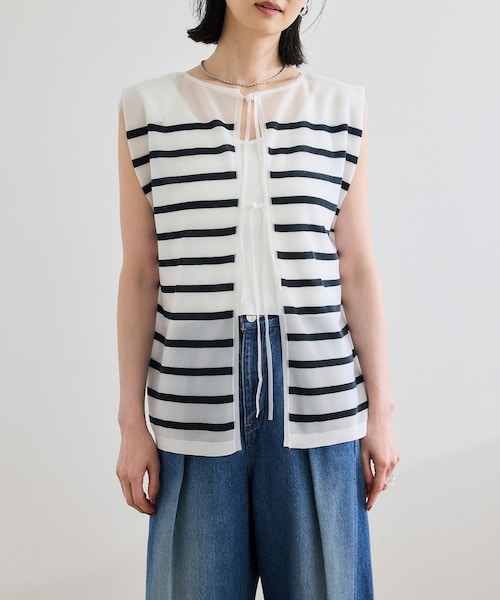 ROPE'(ロペ)の「シャイニー2WAYリボンブラウス/洗える(シャツ/ブラウス・レディース・ブラック/ネイビー/シルバー・F)」の21枚目の写真
