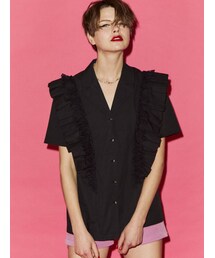 jouetie | オープンカラーフリルレースシャツ(シャツ/ブラウス)