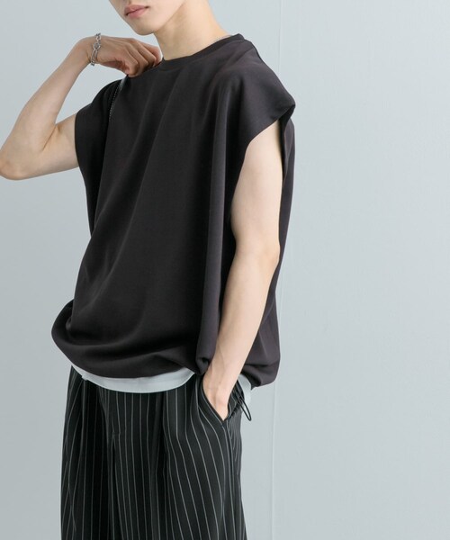 SENSE OF PLACE by URBAN RESEARCH（センスオブプレイスバイアーバンリサーチ）の「エクストラルーズドローコードノースリーブTシャツ（Tシャツ/カットソー・メンズ・GREEN/BLACK・M/L）」の6枚目の写真