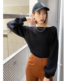 EMODA | ボートネックパフニット(ニット/セーター)