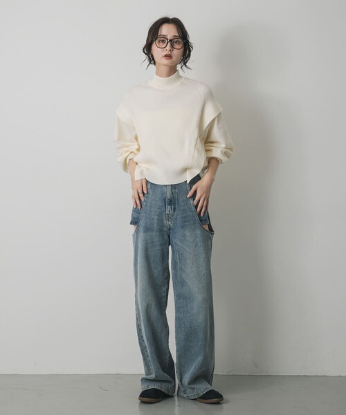 SENSE OF PLACE by URBAN RESEARCH（センスオブプレイスバイアーバンリサーチ）の「『一部WEB限定カラー』ストレッチショルダータックセーター（ニット/セーター・レディース・OFF WHITE/GRAY/MOCHA/RED/YELLOW/BLACK/BLUE・one/One）」の14枚目の写真