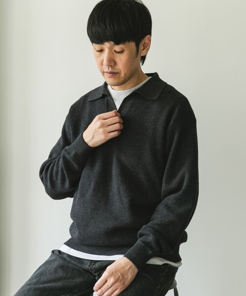 URBAN RESEARCH DOORS(アーバンリサーチドアーズ)の「『一部WEB限定カラー』コットンウール スキッパーニット(ニット/セーター・メンズ・NAVY/CHARCOAL/BROWN・M/L)」の10枚目の写真