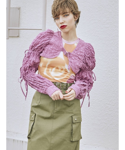 jouetie（ジュエティ）の「2WAYマムルークスリーブトップス（カーディガン/ボレロ・レディース・オフホワイト/ブラック/ピンク/イエロー/ブルー・M）」の5枚目の写真