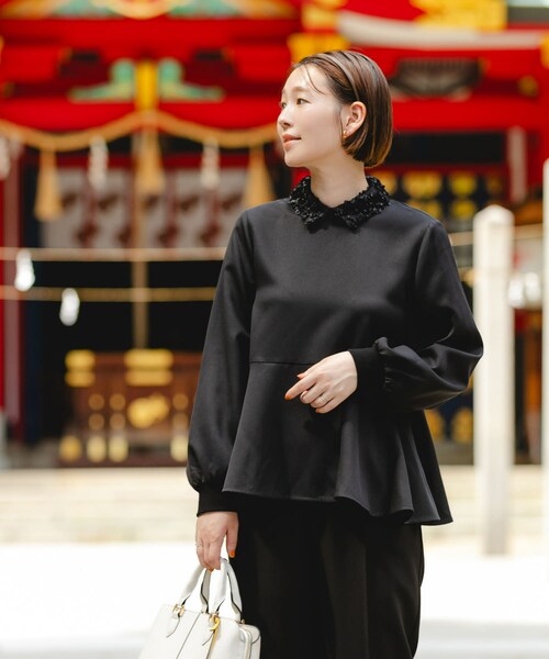 URBAN RESEARCH ROSSO（アーバンリサーチロッソ）の「F by ROSSO　レースカラーペプラムブラウス（シャツ/ブラウス・レディース・OFF WHITE/BLACK・Free）」の9枚目の写真