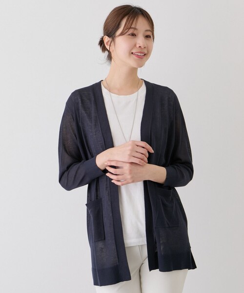 Jayro(ジャイロ)の「麻混ロングトッパーカーディガン(カーディガン/ボレロ・レディース・ブラック/グレー/ホワイト系/ベージュ/ネイビー/ネイビー系・M)」の6枚目の写真