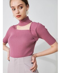 MERCURYDUO | アシメカッティングハイネックリブニット(ニット/セーター)