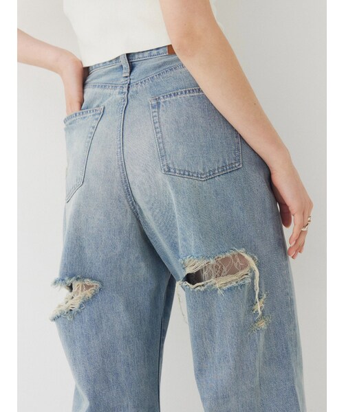 EVRIS（エヴリス）の「BACKスラッシュレースワイドデニムパンツ（デニムパンツ・レディース・ブラック/アイスブルー/インディゴ・S/M）」の20枚目の写真