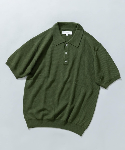 URBAN RESEARCH ROSSO（アーバンリサーチロッソ）の「『WEB限定』変形カノコ半袖ニットポロ（ポロシャツ・メンズ・BLACK/NAVY/KHAKI/LIGHT GRAY・M/L）」の3枚目の写真