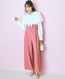 nissen | 大きいサイズ　フリルボータイブラウス marun(シャツ/ブラウス)