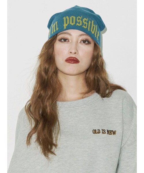 EVRIS（エヴリス）の「ジャガードニット帽（ニットキャップ/ビーニー・レディース・ブルー/ブラック・F）」の7枚目の写真