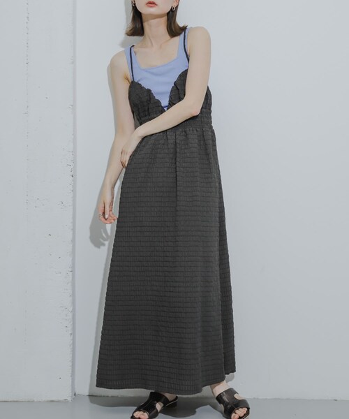 SENSE OF PLACE by URBAN RESEARCH（センスオブプレイスバイアーバンリサーチ）の「チェックキャミワンピース（ワンピース・レディース・BLACK/NAVY/ORANGE・COMPACT/one）」の4枚目の写真