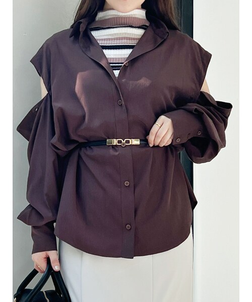 MERCURYDUO（マーキュリーデュオ）の「ビット付細ベルト（ベルト・レディース・アイボリー/ブラック/ライトゴールド/ダークブロンズ・F）」の4枚目の写真