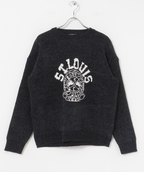 ITEMS URBANRESEARCH（アイテムズ アーバンリサーチ）の「カレッジロゴ モール クルーネック ニット（ニット/セーター・メンズ・NVY/BLK/BEG/MTD・M/L）」の10枚目の写真