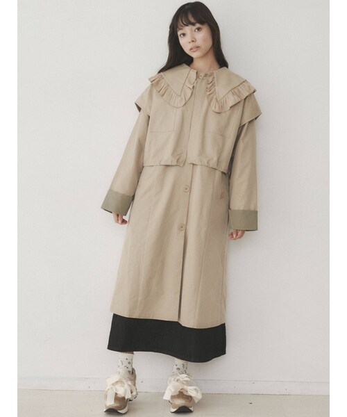 merry jenny（メリージェニー）の「ベストレイヤードトレンチコート（トレンチコート・レディース・オフホワイト/ベージュ/カーキ・F）」の8枚目の写真