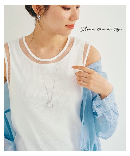 nissen（ニッセン）の「シアー切替タンクトップ（キャミソール・レディース・黒ドット/オフホワイト・S/M/L/LL）」の2枚目の写真