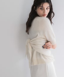 URBAN RESEARCH ROSSO WOMEN | ストール付ハーフスリーブファーニット(ニット/セーター)
