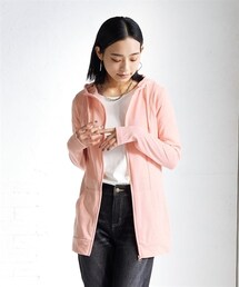 nissen | 大きいサイズ　１２分袖綿混うすカルロング丈パーカー（ＵＶカット+吸汗速乾+抗菌防臭+毛玉防止）(パーカー)