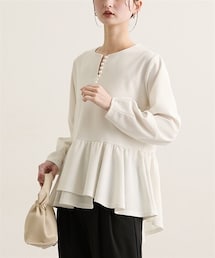 nissen | パール調ビジューペプラムカットソートップス【セットアップ対応】(その他トップス)