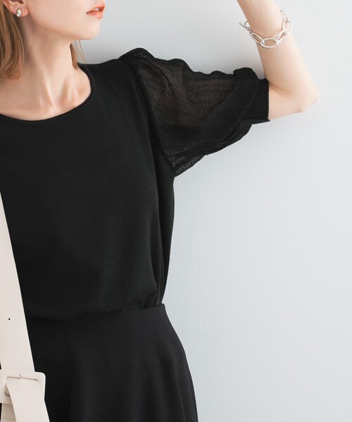 URBAN RESEARCH ROSSO（アーバンリサーチロッソ）の「ドッキングシアープリーツスリーブプルオーバー（ニット/セーター・レディース・OFF WHITE/L/BEIGE/BLACK/MUSCAT・FREE）」の15枚目の写真