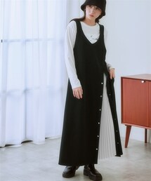 SMILE LAND | ＜大きいサイズ＞ やわらか素材プリーツデザインジャンパースカート(ジャンパースカート)