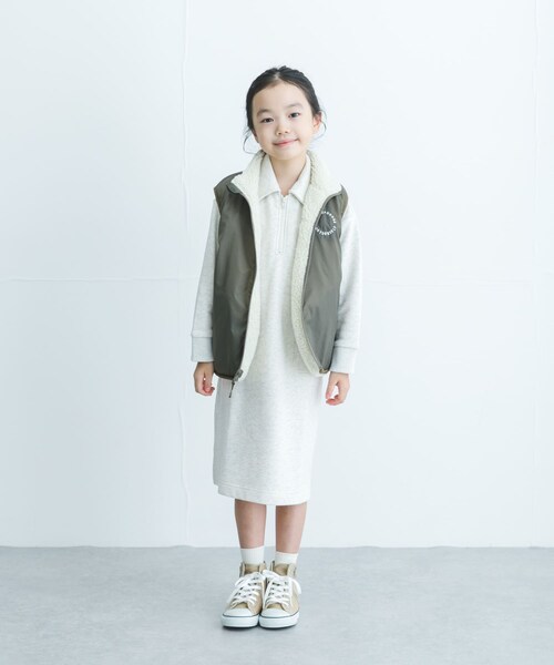 URBAN RESEARCH DOORS(アーバンリサーチドアーズ)の「『WEB/一部店舗限定サイズ』裏毛ハーフジップワンピース(KIDS)(ワンピース・キッズ・OATMEAL/BLUEGRAY・105/120/135/150)」の8枚目の写真