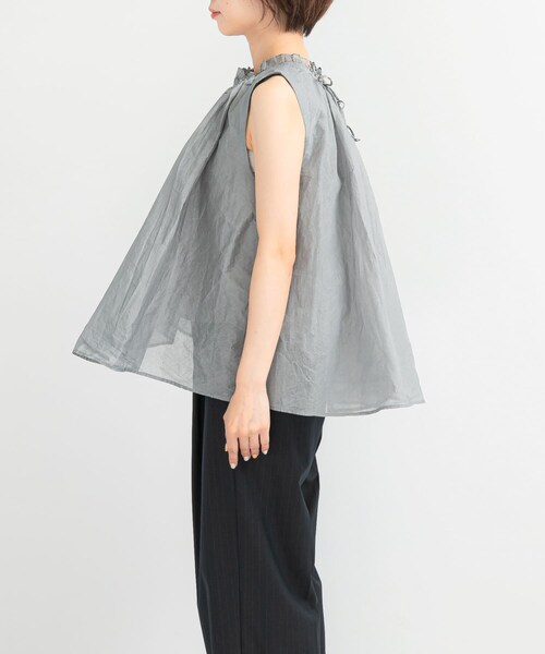 URBAN RESEARCH ROSSO（アーバンリサーチロッソ）の「MARILYN MOON　sheer cotton gather blouse（シャツ/ブラウス・レディース・BLACK/GRAY・FREE）」の14枚目の写真
