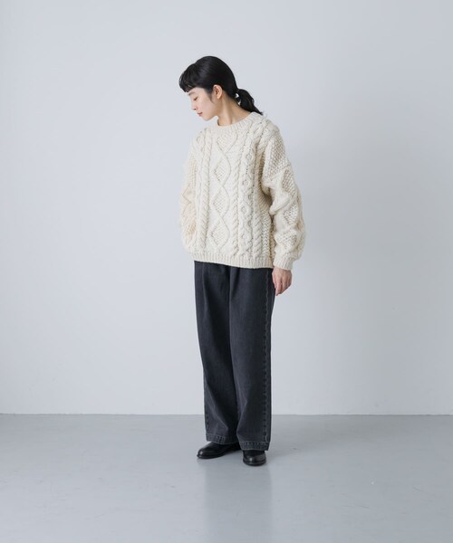 かぐれ（カグレ）の「フェードデニムイージーパンツ（デニムパンツ・レディース・L/INDIGO/BLACK・FREE）」の10枚目の写真