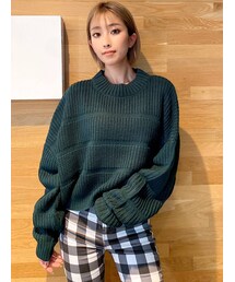 GYDA | ボーダーPATTERN LOOSEショート ニットトップス(ニット/セーター)