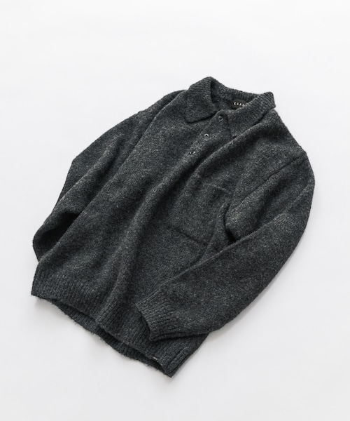 EKAL（エカル）の「シャギーニットポロプルオーバー（ニット/セーター・メンズ・グレー/ブラウン/フォーレンリーブス・M/L）」の2枚目の写真